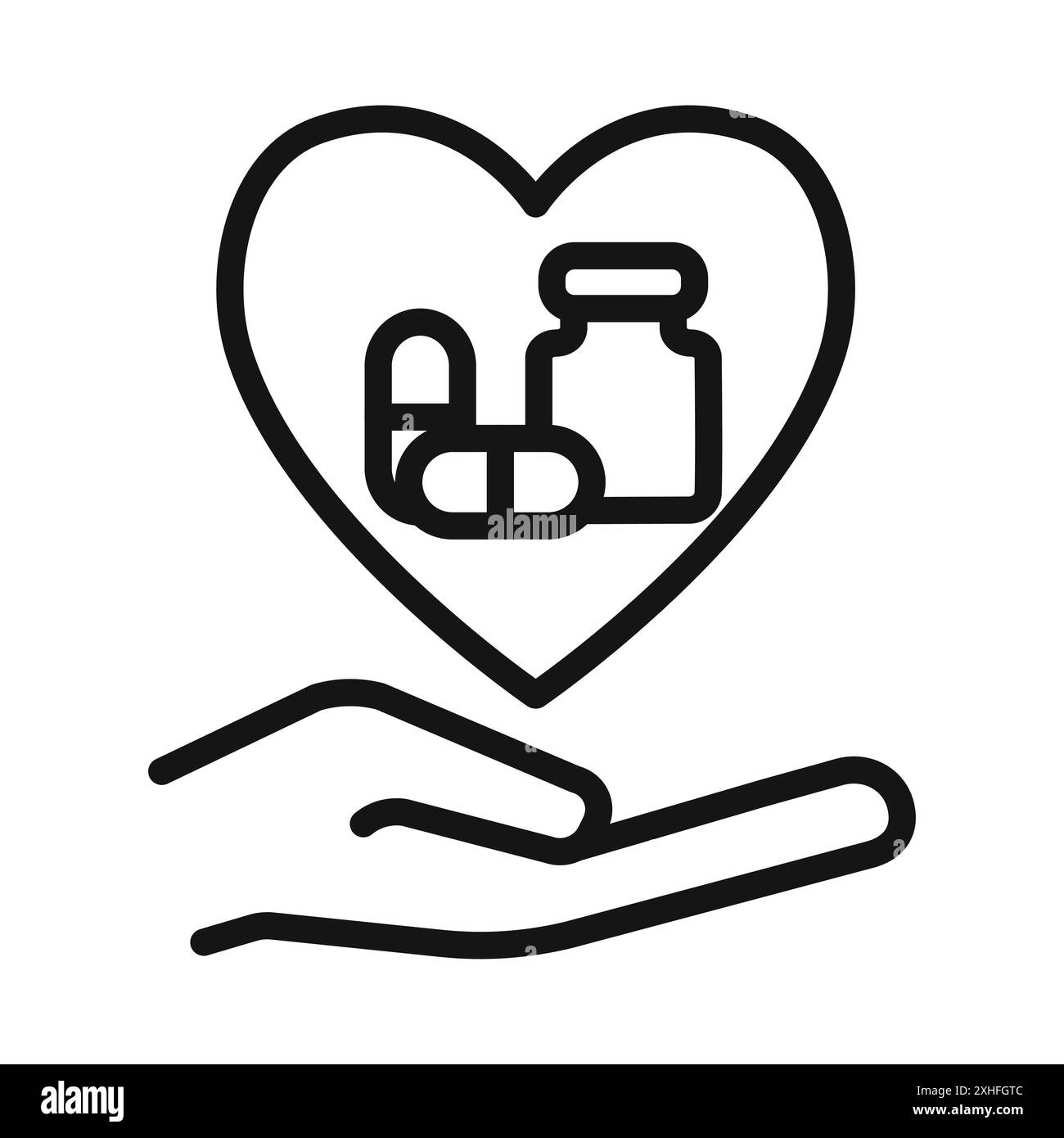 Icona donazione medica simbolo vettore o set di segni collezione in bianco e nero Illustrazione Vettoriale