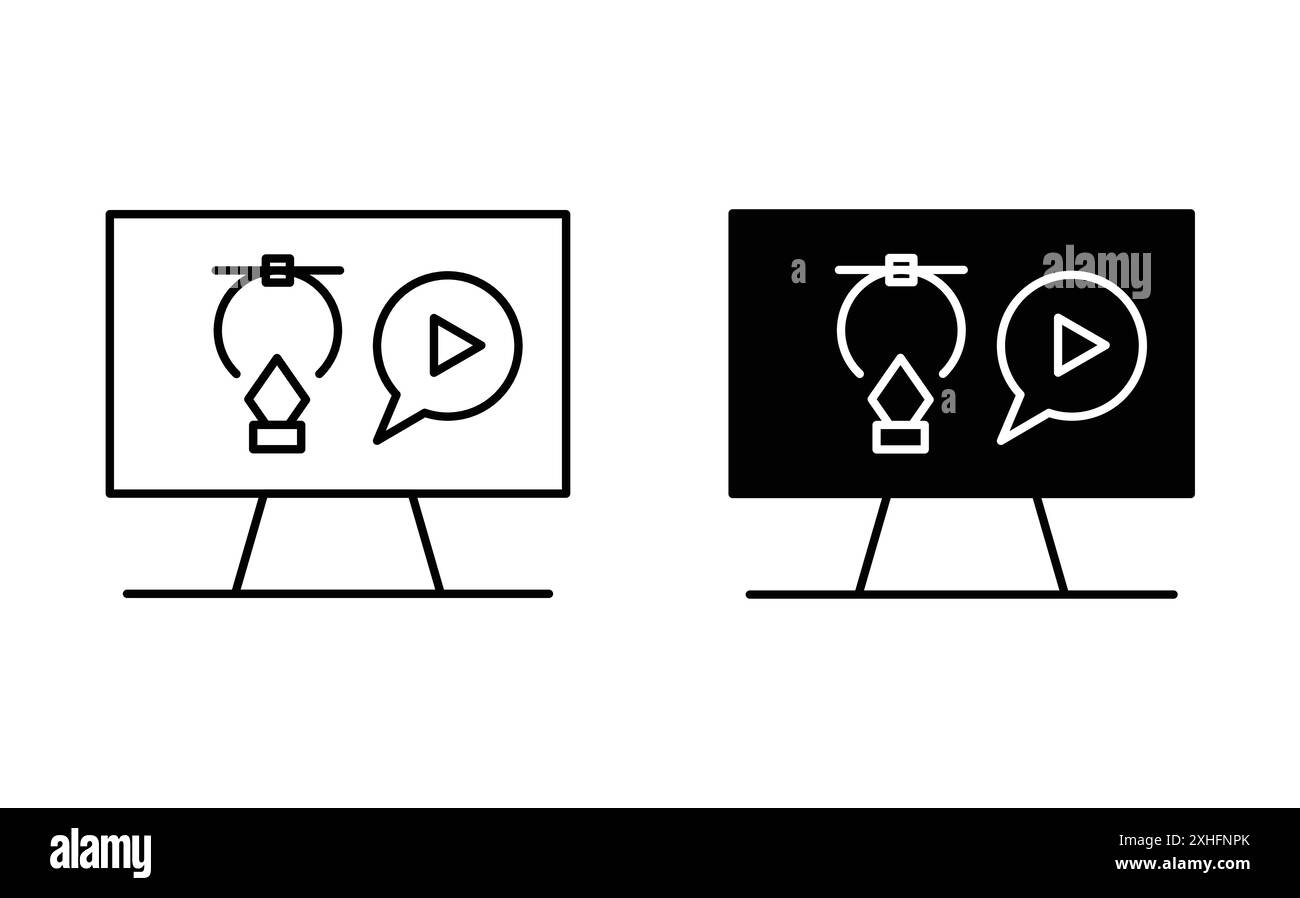 Icona Motion Graphics grafica grafica grafica grafica grafica grafica grafica grafica nera con bordo bianco e nero segno di raccolta Illustrazione Vettoriale