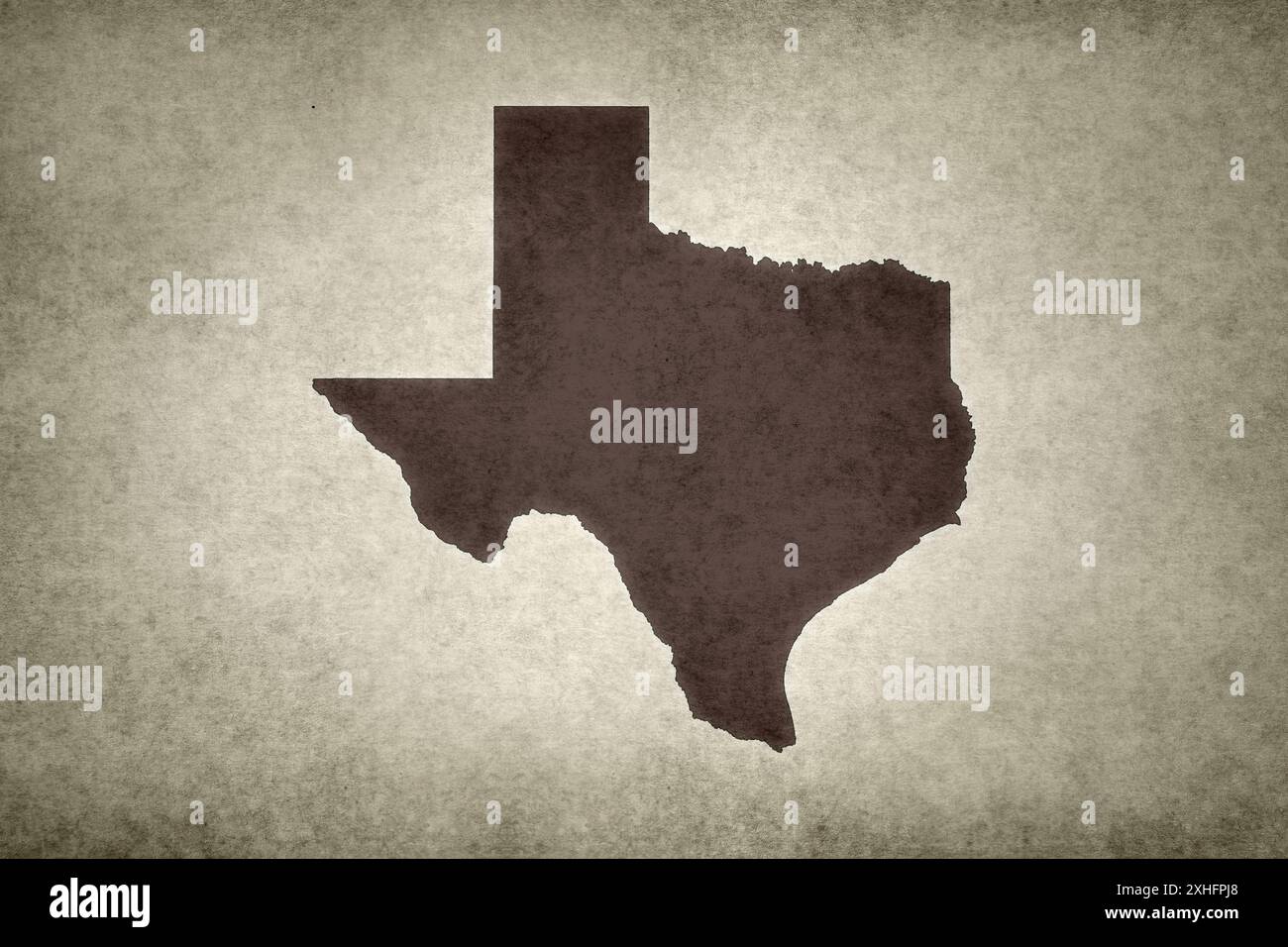 Mappa grunge dello stato del Texas (USA) stampata su una vecchia carta. Foto Stock