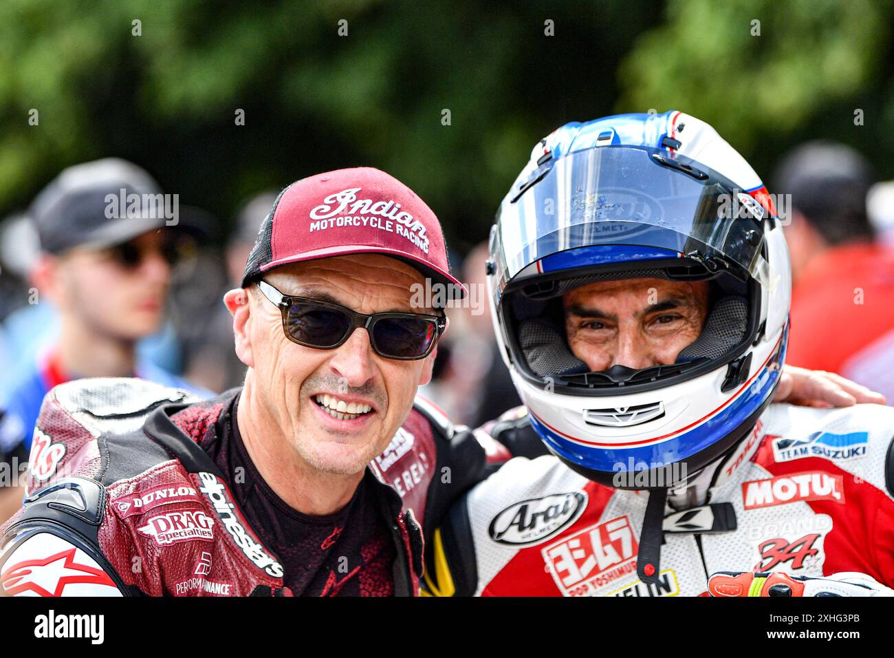 Goodwood House, Chichester, Regno Unito. 14 luglio 2024. Goodwood Festival of Speed Day 4; Emanuele Pirro con Jeremy McWilliams Credit: Action Plus Sports/Alamy Live News Foto Stock