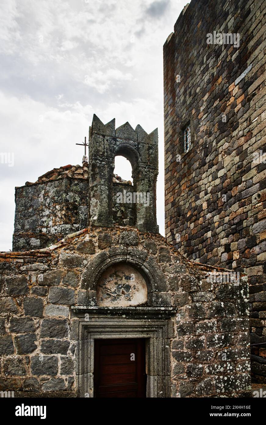 Dettaglio architettonico del Monastero di San Giovanni Hora, isola di Patmos, Grecia, Europa Foto Stock