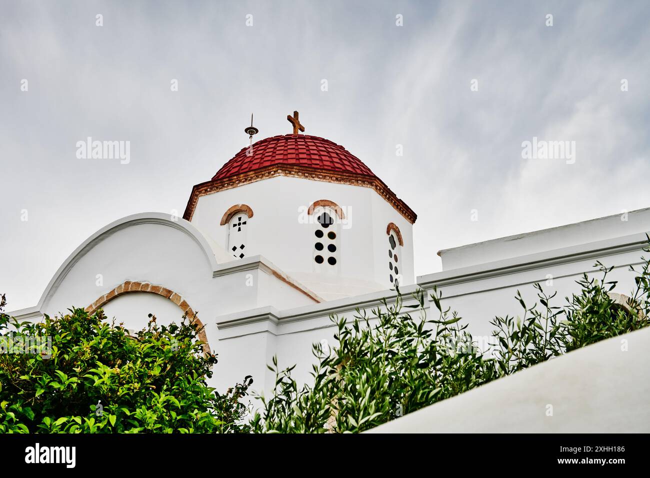 Dettaglio architettonico dell'antica città murata di Patmos, dell'isola di Patmos, della Grecia, dell'Europa Foto Stock