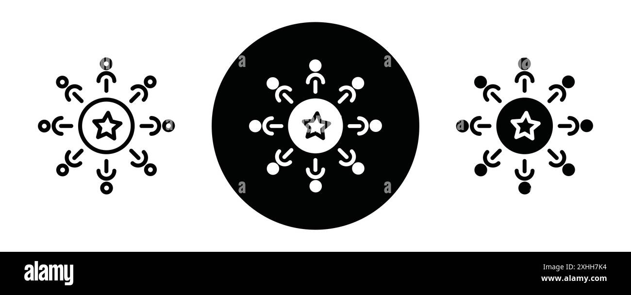 Icona di brand awareness Vector Black line art in bianco e nero, insegna di raccolta del set di contorni Illustrazione Vettoriale