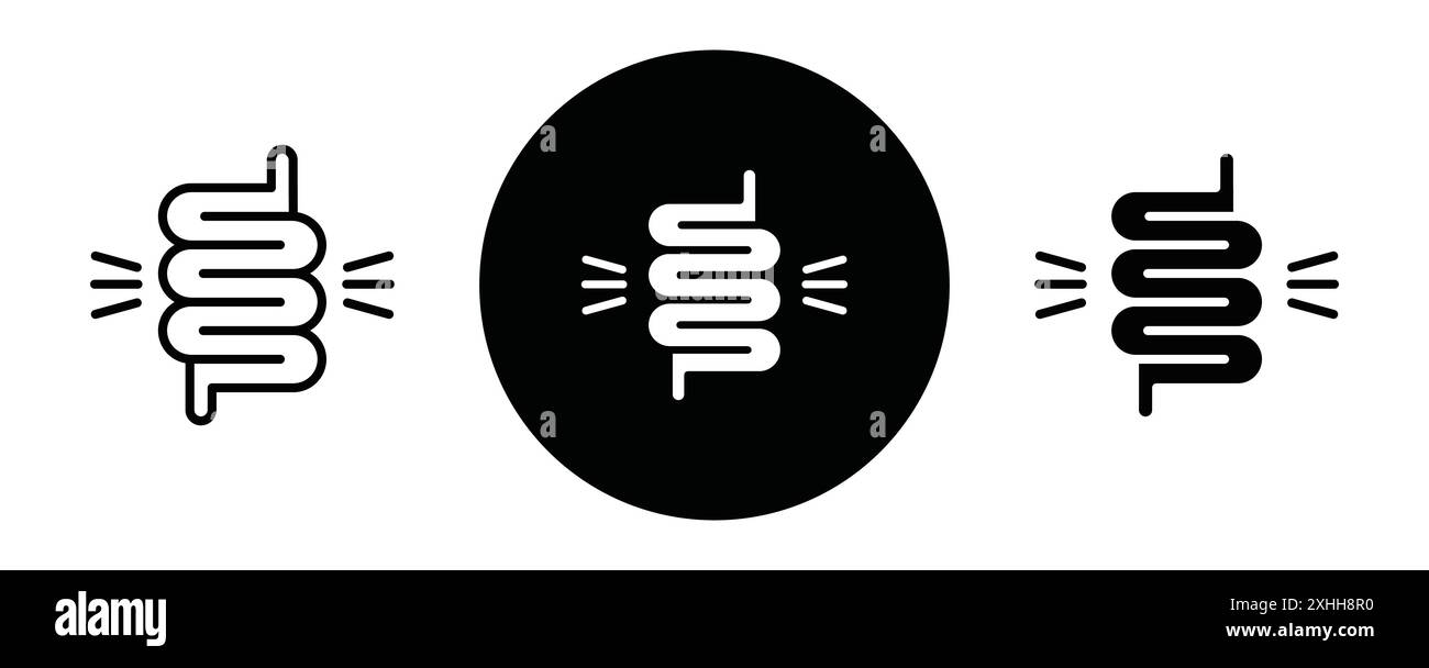 Icona della diarrea Vettore grafico linea nera con contorno bianco e nero segno di collezione Illustrazione Vettoriale