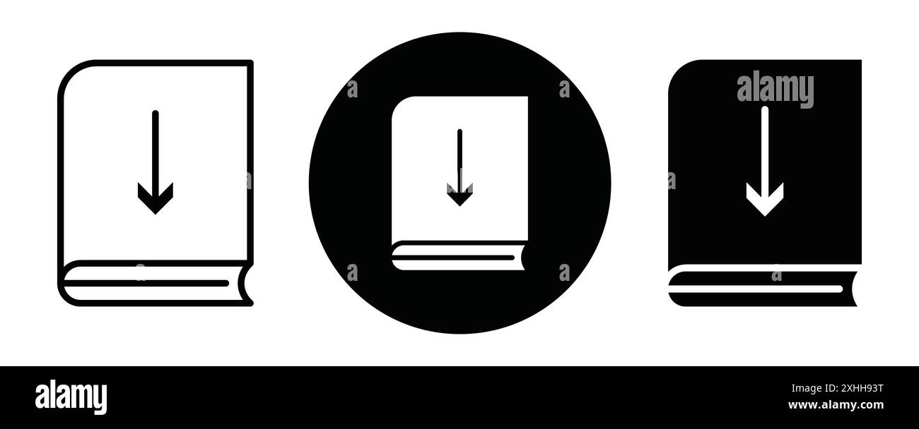 Scarica l'icona dell'eBook il vettore grafico Black line in bianco e nero con il simbolo della collezione di set di contorni Illustrazione Vettoriale Scarica l'icona dell'eBook il vettore grafico Black line in bianco e nero con il simbolo della collezione di set di contorni Illustrazione Vettoriale