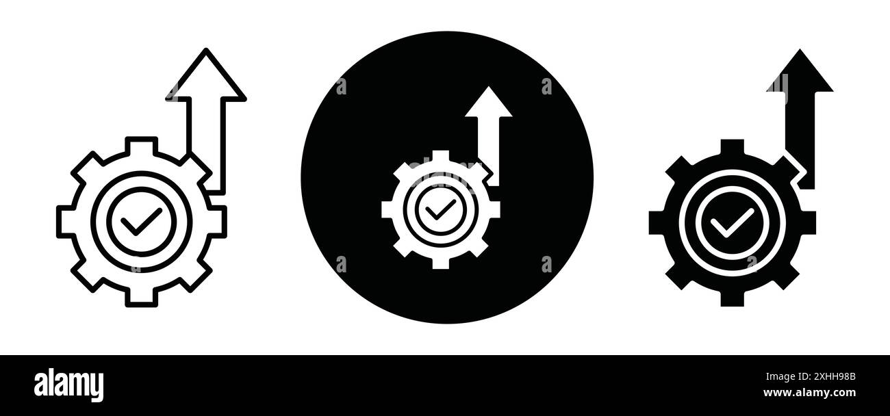 Icona efficienza Black line art Vector in bianco e nero contorno set segno di raccolta Illustrazione Vettoriale