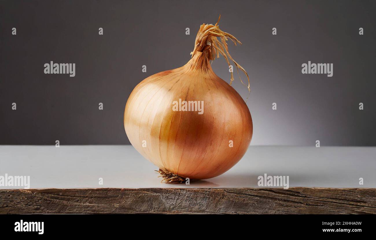 Gemüse, Zwiebel, Allium cepa, einzelne reife Zwiebel, Stillleben im Studio, Weißer Hintergrund Foto Stock