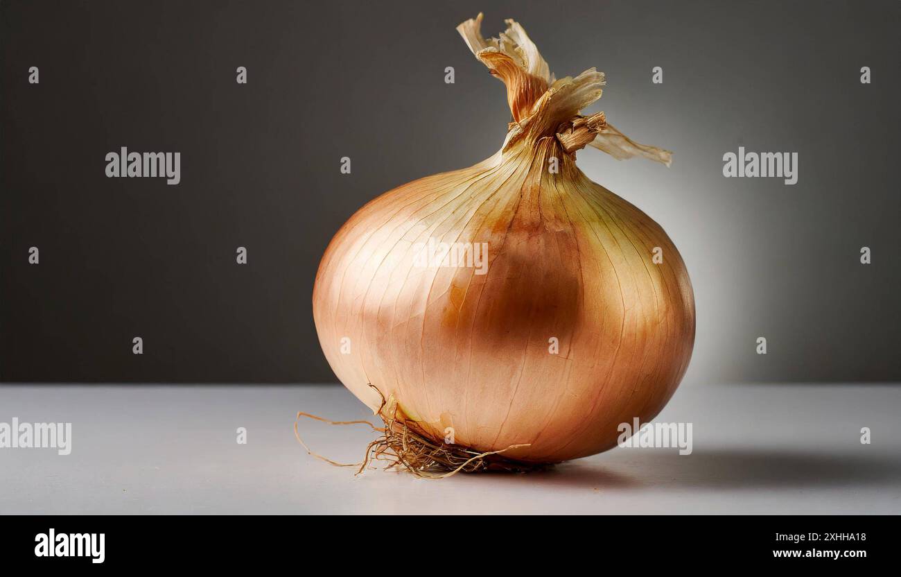 Gemüse, Zwiebel, Allium cepa, einzelne reife Zwiebel, Stillleben im Studio, Weißer Hintergrund Foto Stock