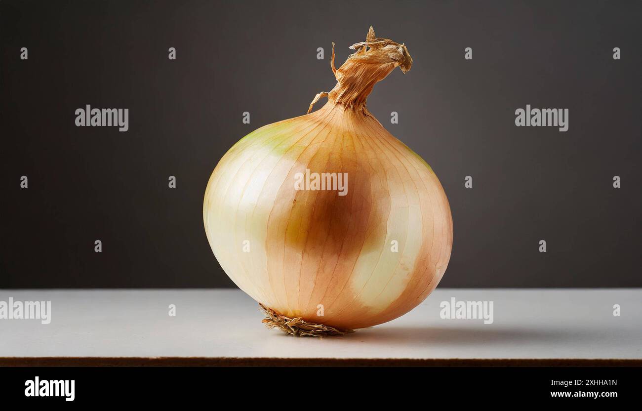 Gemüse, Zwiebel, Allium cepa, einzelne reife Zwiebel, Stillleben im Studio, Weißer Hintergrund Foto Stock