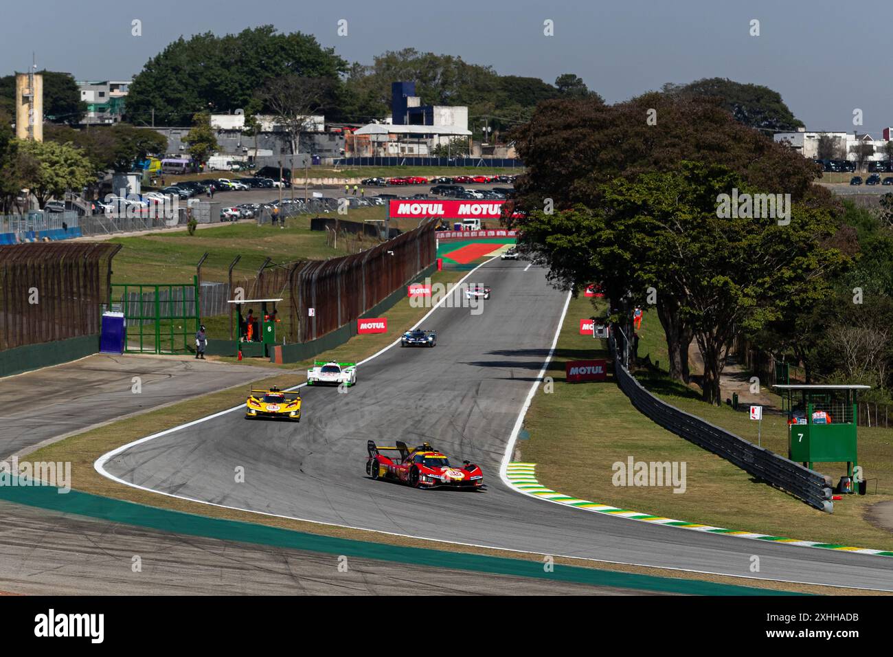 50 FUOCO Antonio (ita), MOLINA Miguel (spa), NIELSEN Nicklas (dnk), Ferrari AF Corse, Ferrari 499P #50, Hypercar, azione durante la 6 ore Rolex 2024 di San Paolo, 5° round del FIA World Endurance Championship 2024, dal 12 al 14 luglio 2024 sull'autodromo Jose Carlos Pace di Interlagos, Brasile Foto Stock