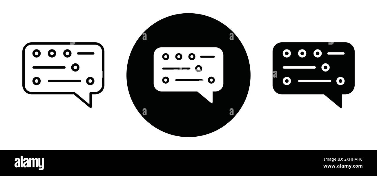 Icona codice Morse Vector art linea nera con contorno bianco e nero segno di raccolta Illustrazione Vettoriale