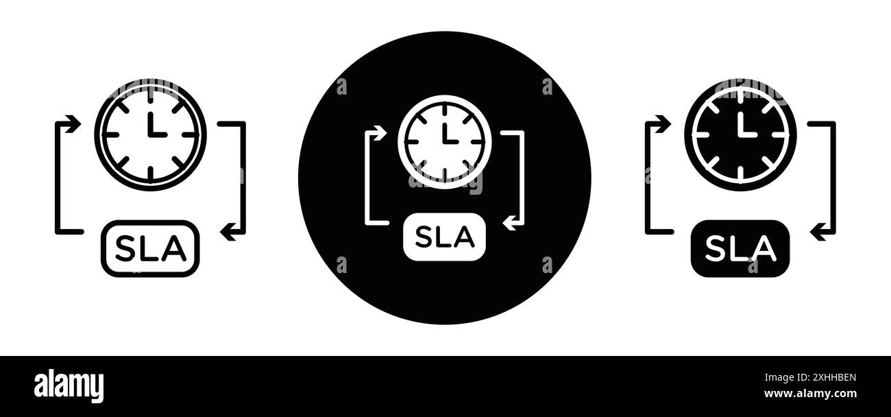 Icona SLA Vector Black line art in bianco e nero contorno set segno di raccolta Illustrazione Vettoriale