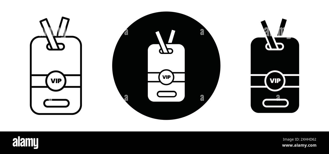 Icona del colletto VIP Vector Black line art con bordo bianco e nero Illustrazione Vettoriale