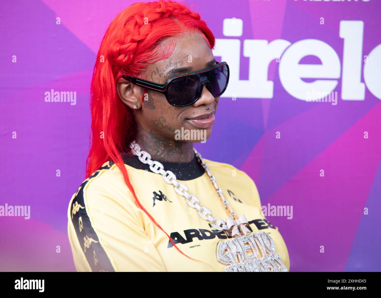 Londra, Regno Unito. 14 luglio 2024. Sexyy Red fa la sua apparizione nell'area stampa al Wireless Festival. Cristina Massei/Alamy Live News Foto Stock