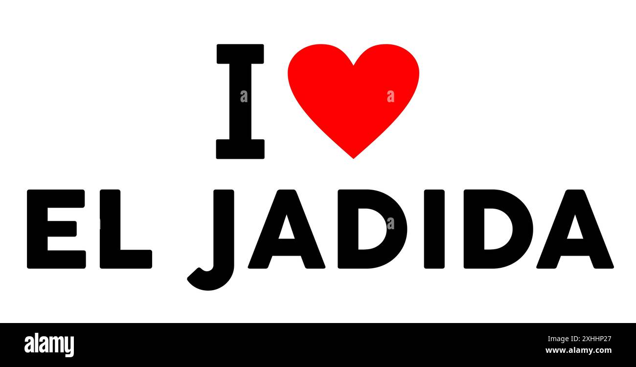 Adoro la città El Jadida, simbolo illustrato in Marocco Foto Stock