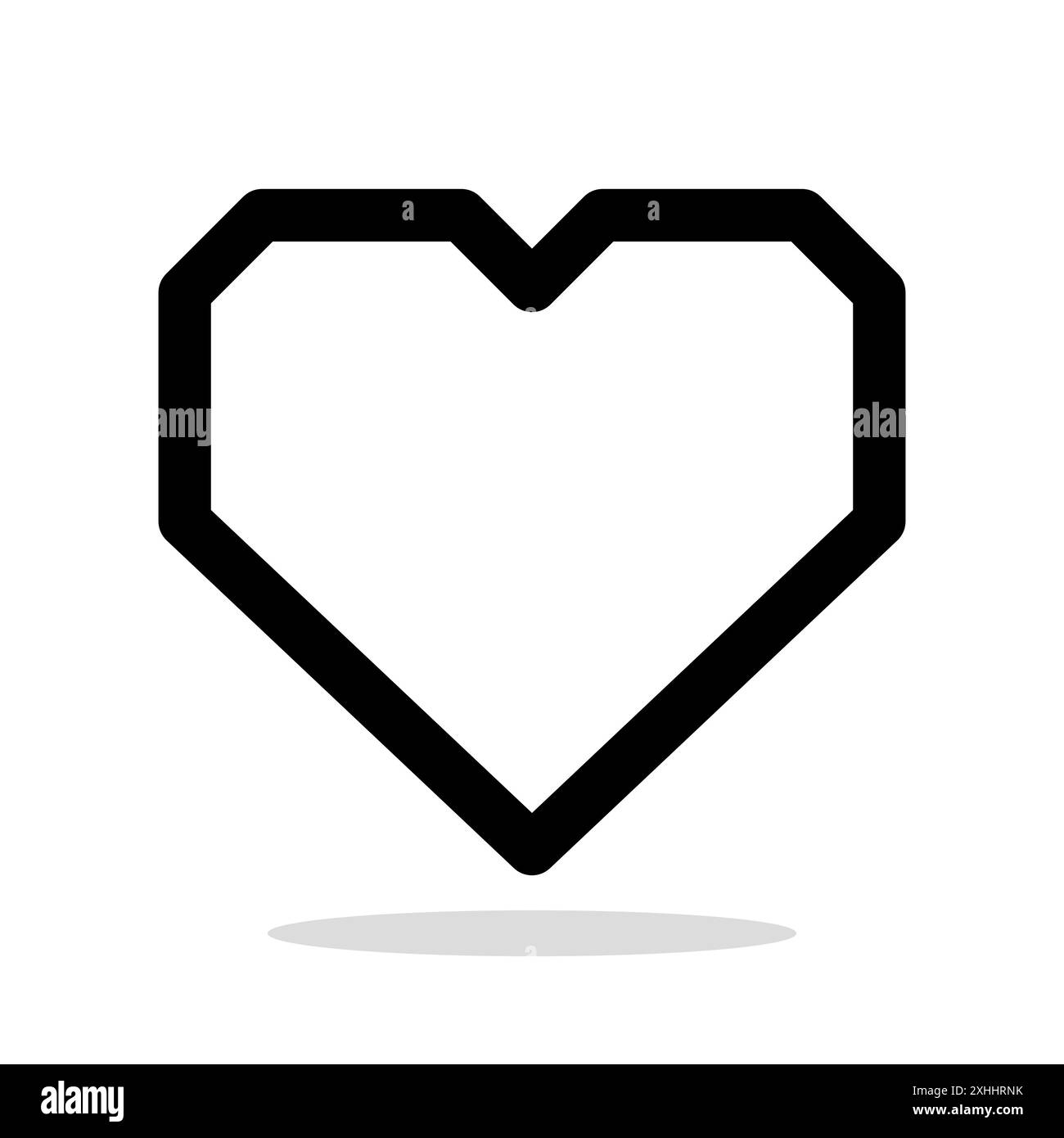 Icona lineare cuore. Silhouette nera di un cuore, simbolo dell'amore. Illustrazione Vettoriale