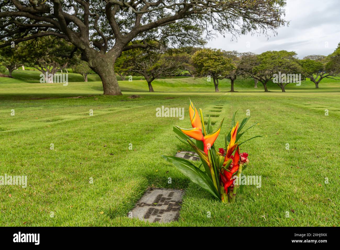 Cimitero al Punchbowl National Cemetery di Honolulu, Oahu, Hawaii, USA. Foto Stock