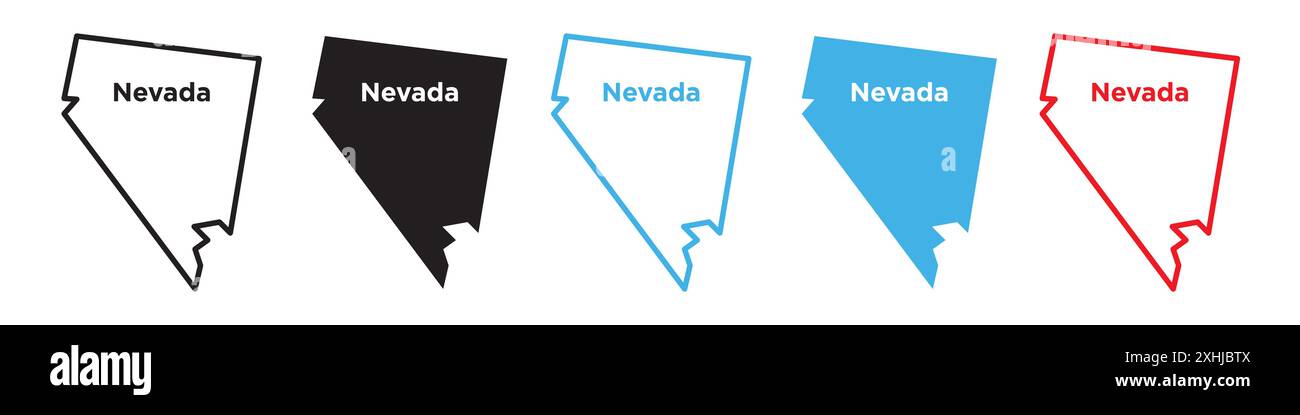 Icona della mappa del Nevada Vector di Black line art in bianco e nero con il simbolo della collezione Illustrazione Vettoriale