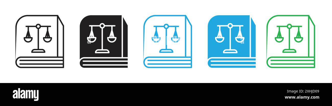 Icona del lavoro e del diritto sociale Black line art Vector in bianco e nero con il simbolo della collezione Illustrazione Vettoriale