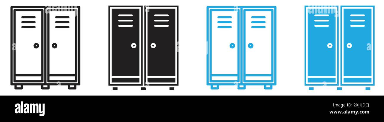 Icona armadietto Vettoriale grafico linea nera con bordo bianco e nero segno di collezione Illustrazione Vettoriale