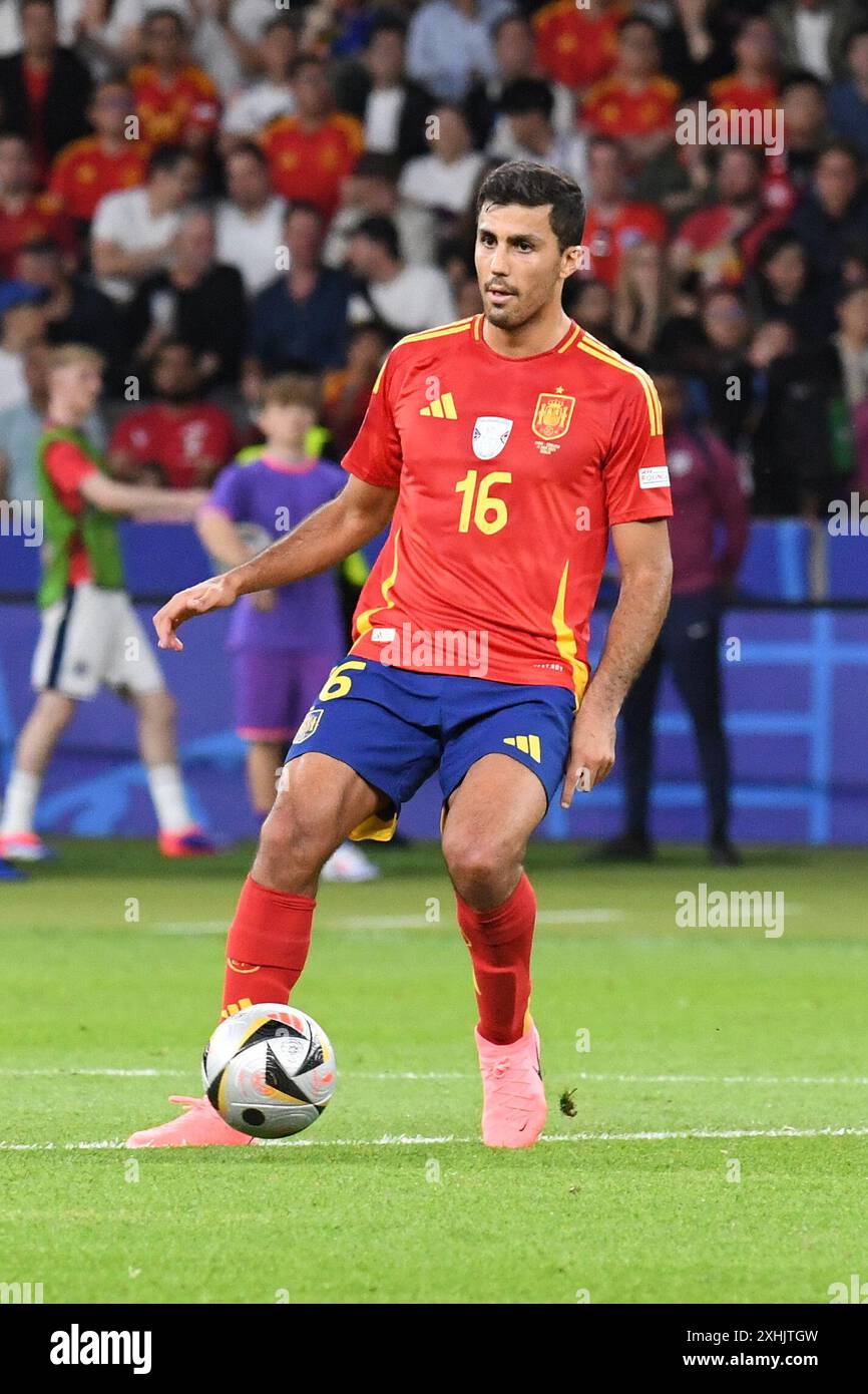 Monaco, Germania. 15 luglio 2024. MONACO, GERMANIA - 14 LUGLIO: Rodri di Spagna durante la finale di UEFA EURO 2024 tra Spagna e Inghilterra all'Olympiastadion il 14 luglio 2024 a Berlino, Germania.240714_SEPA_24_088 - 20240715_PD0253 credito: APA-PictureDesk/Alamy Live News Foto Stock