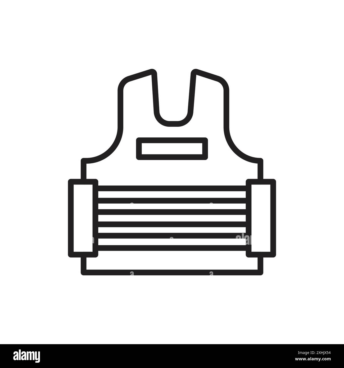Icona gilet antiproiettile Black line art Vector in bianco e nero con il simbolo della collezione Illustrazione Vettoriale