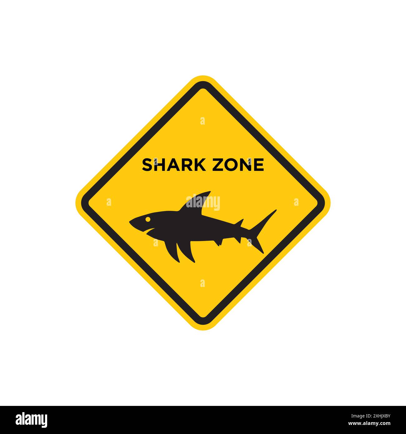 Pericolo di squalo segno della collezione Black line art vettoriale in bianco e nero Illustrazione Vettoriale