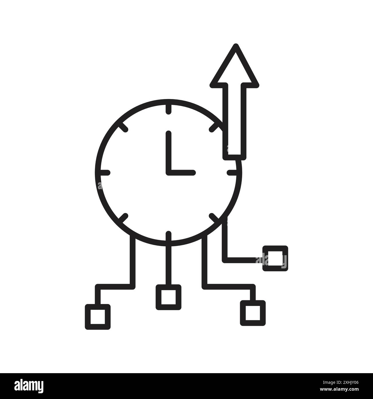 Icona tempi di attività elevati del server Vector Black line art in bianco e nero Illustrazione Vettoriale