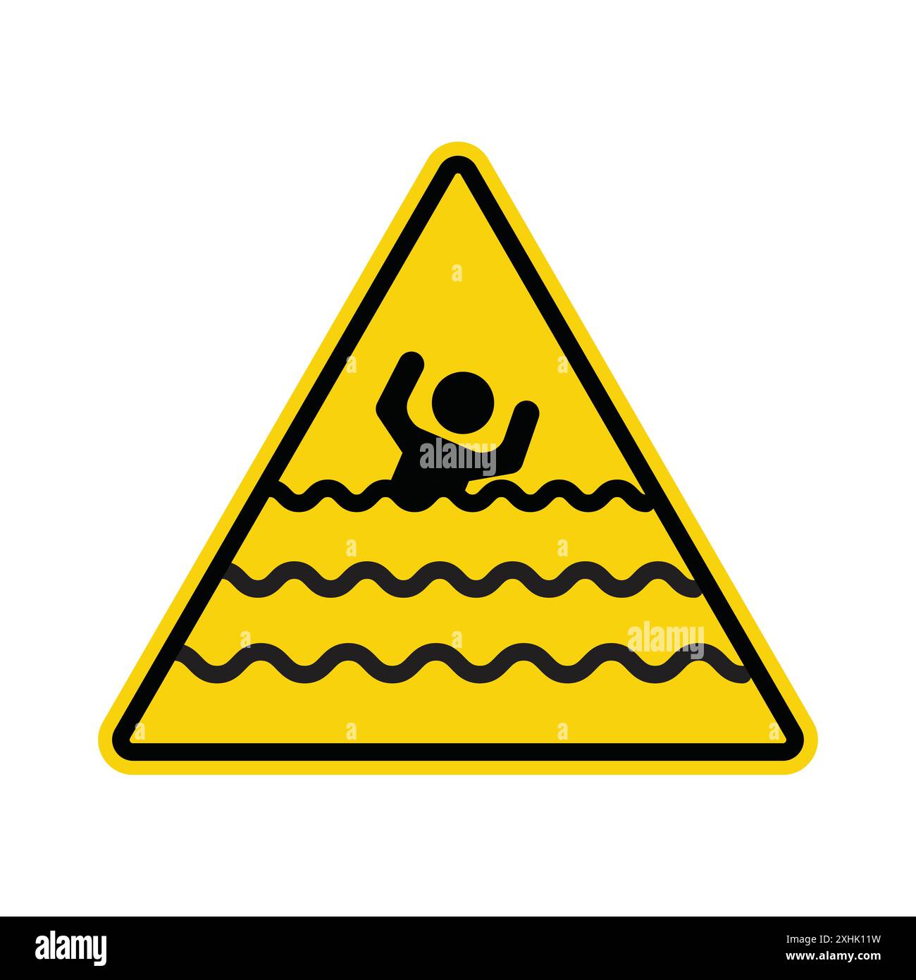 Rischio di annegamento cartello di avvertimento linea nera vettore grafico in bianco e nero bordo set segno di raccolta Illustrazione Vettoriale