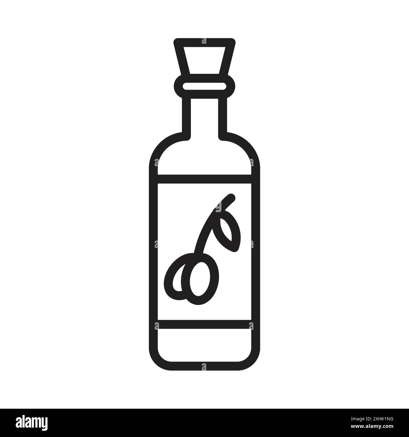 Icona dell'olio d'oliva Black line art Vector in bianco e nero con il simbolo della collezione Illustrazione Vettoriale