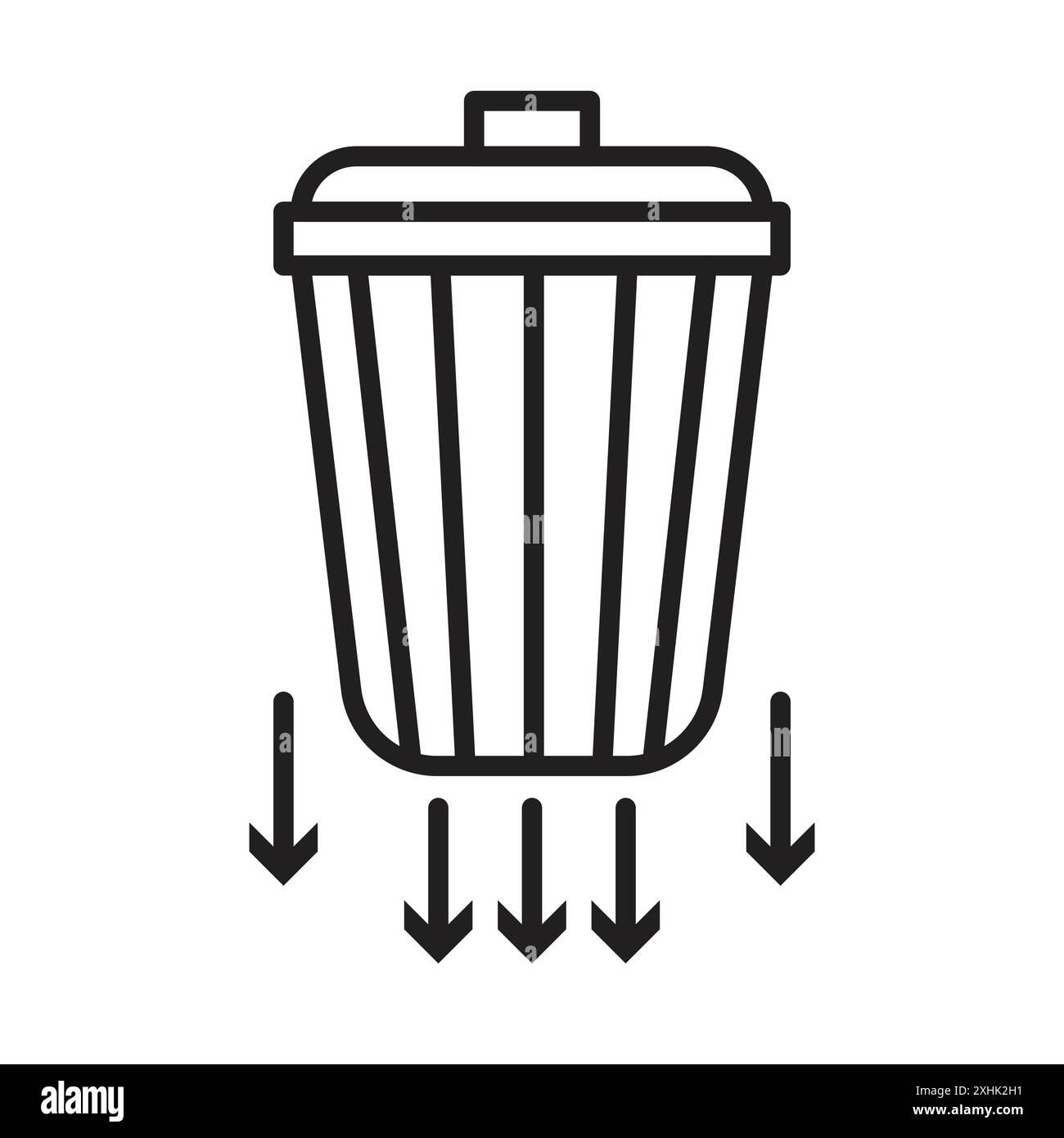 Icona di riduzione dei rifiuti Vector Black line art in bianco e nero segno di raccolta del set di contorni Illustrazione Vettoriale