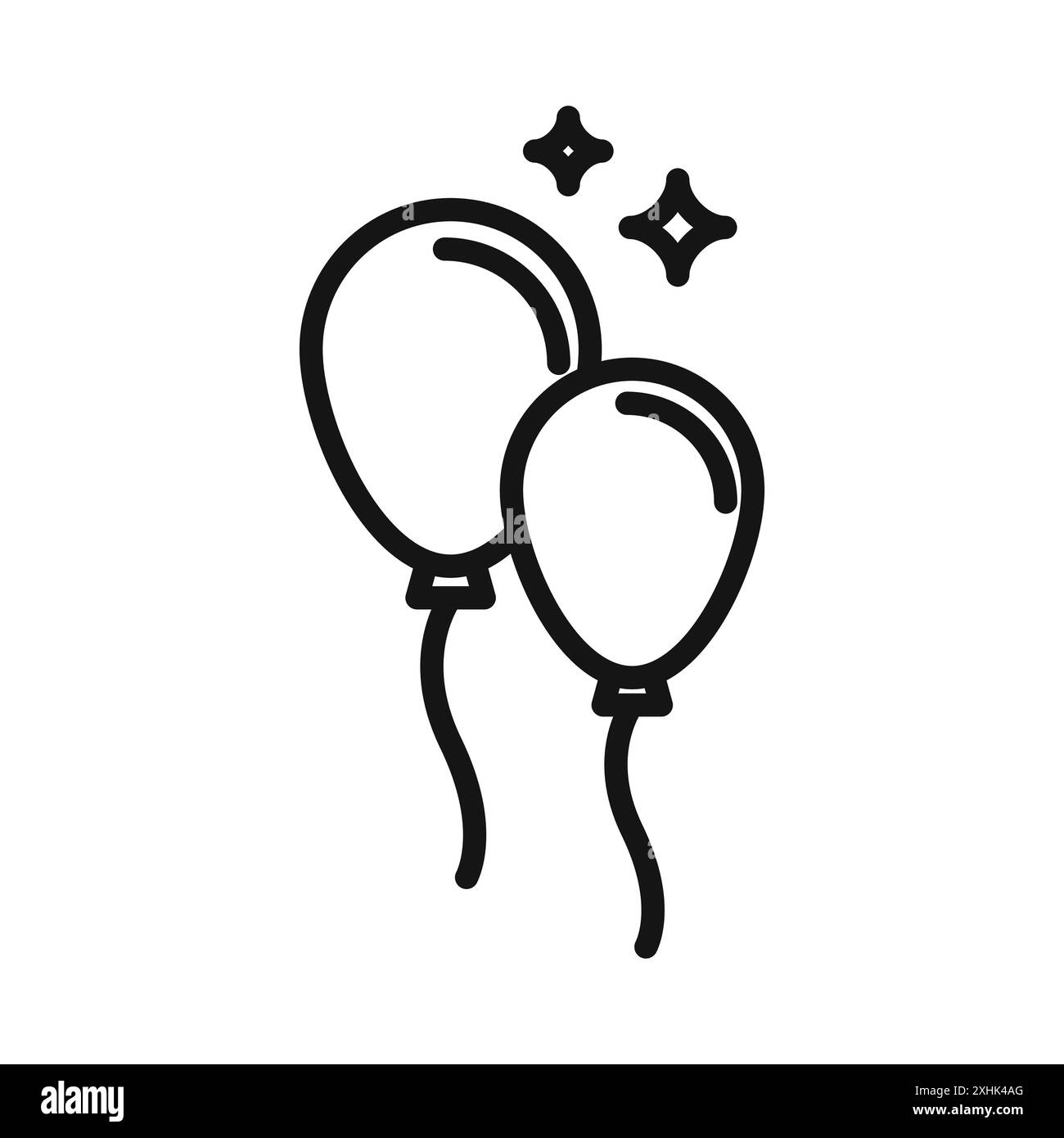 Icona dei palloncini grafica con linea nera in bianco e nero segno di raccolta del set di contorni Illustrazione Vettoriale