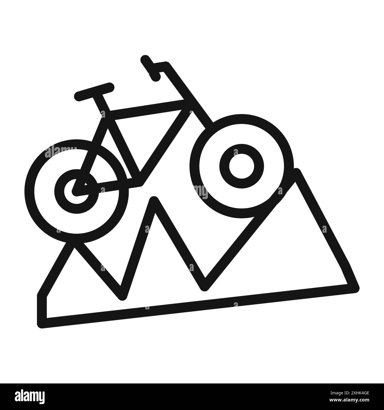 Icona della mountain bike Black line art Vector in bianco e nero con il simbolo della collezione Illustrazione Vettoriale