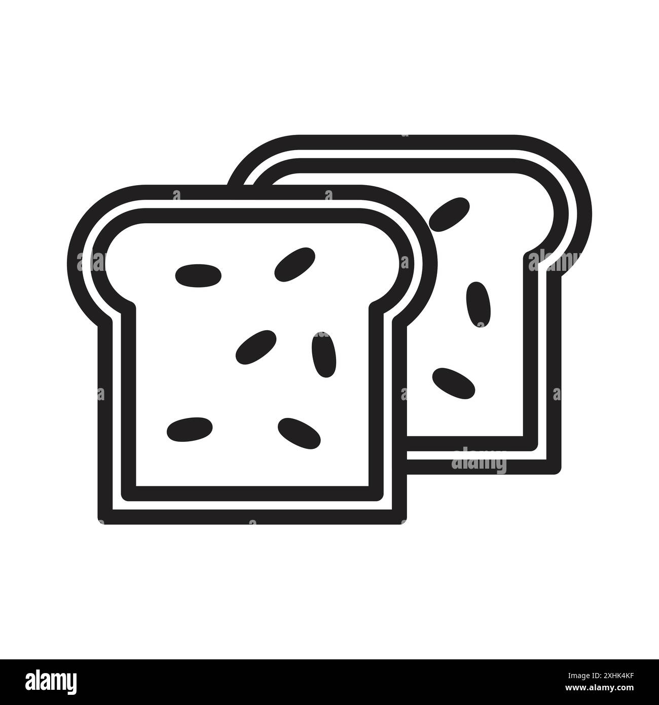 Icona del pane Vettettore artistico della linea nera con contorno bianco e nero segno di raccolta Illustrazione Vettoriale