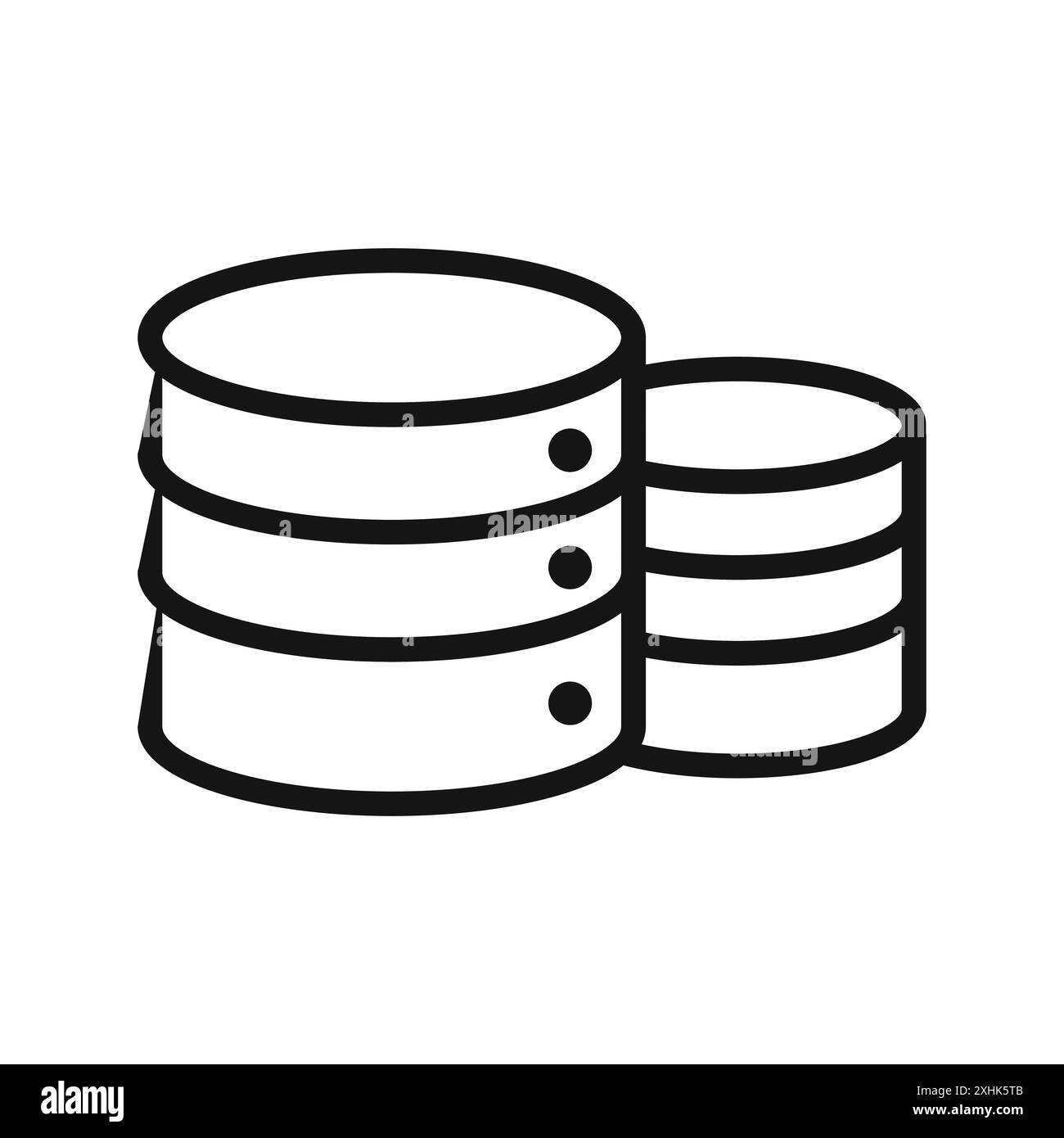 Icona database vettore grafico linea nera in bianco e nero segno di raccolta set contorno Illustrazione Vettoriale
