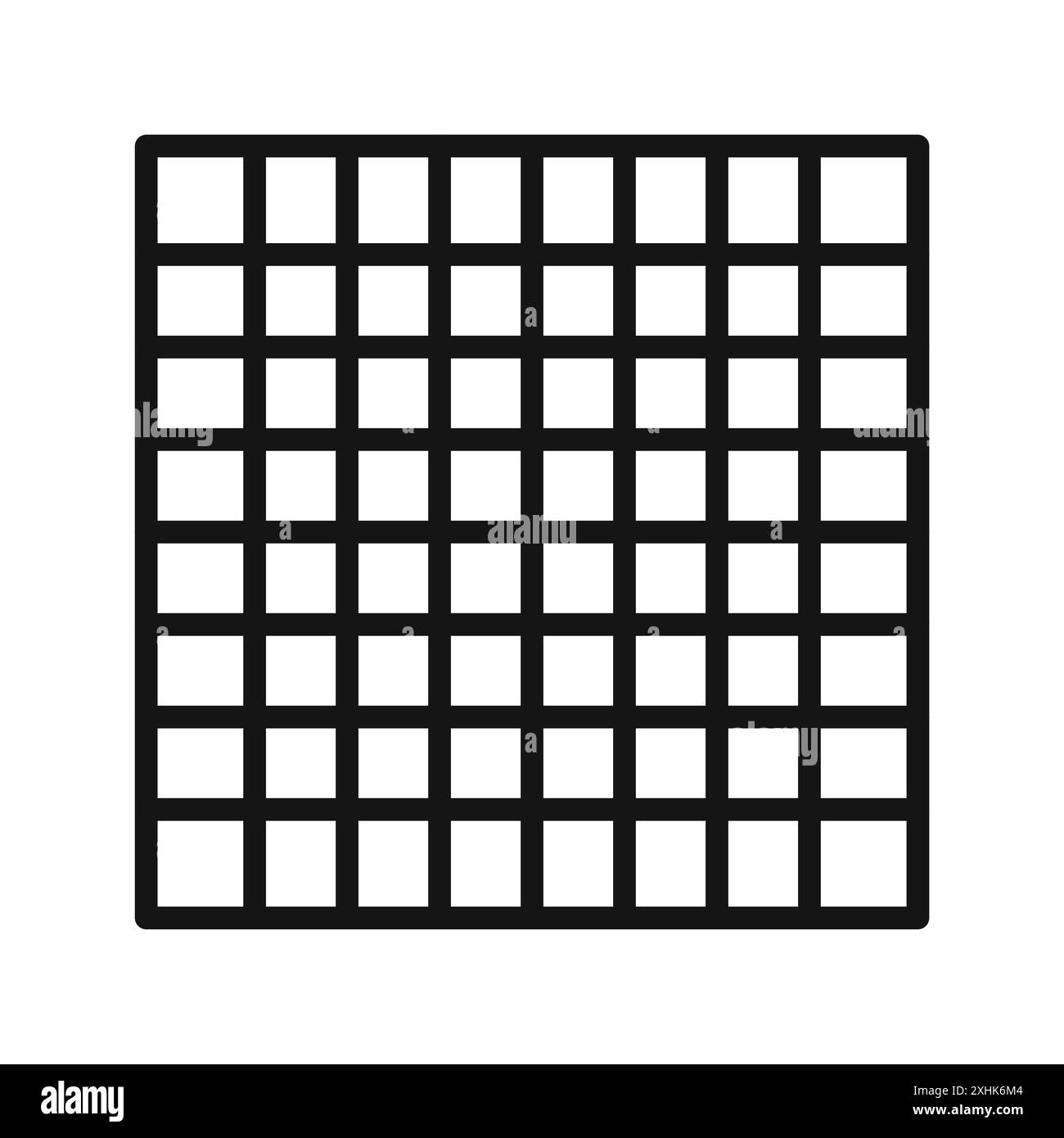 Icona della griglia grafica con linea nera in bianco e nero e segno di raccolta del set di contorni Illustrazione Vettoriale