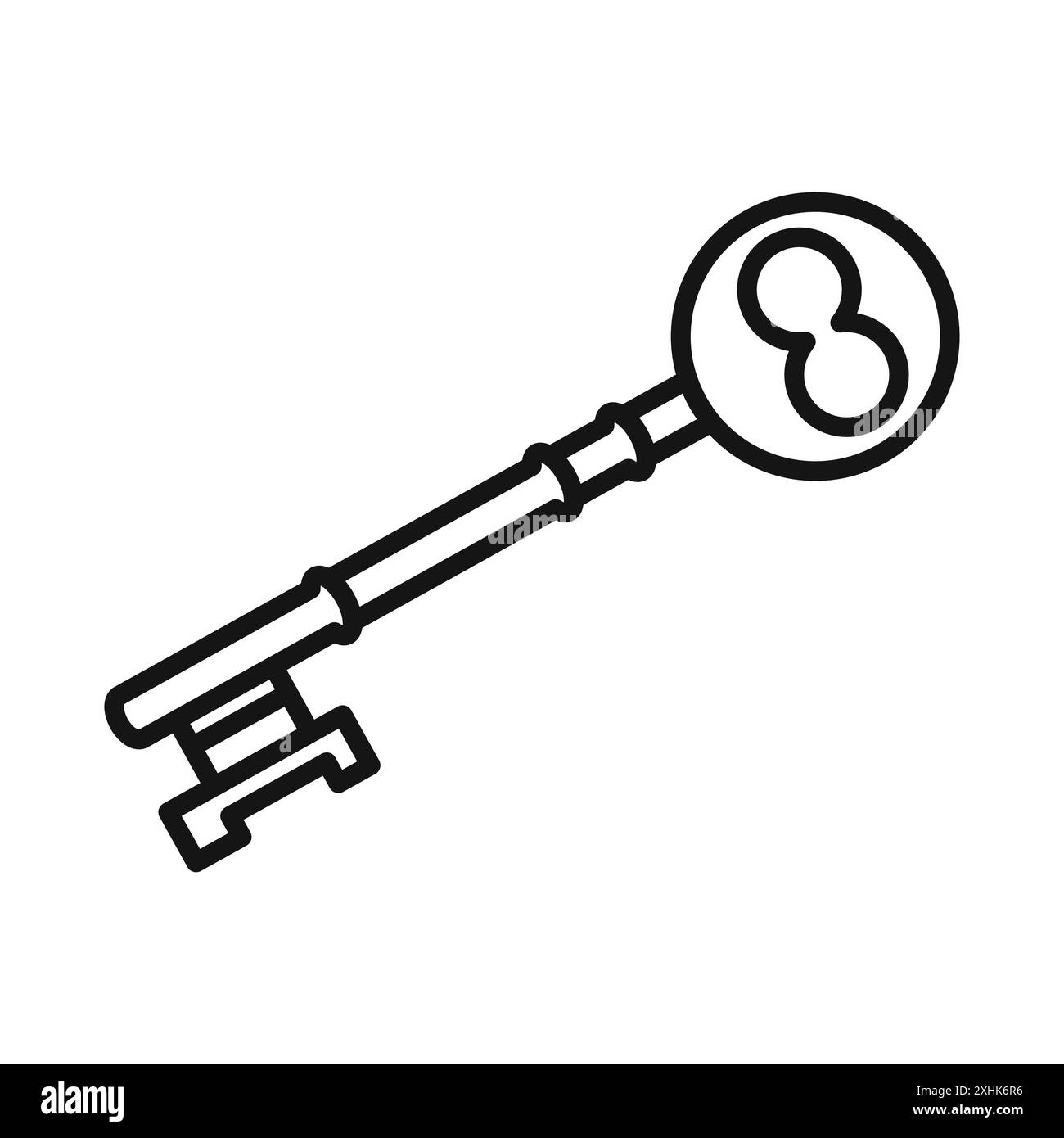 Icona chiave Vettoriale grafico linea nera in bianco e nero bordo set segno di raccolta Illustrazione Vettoriale