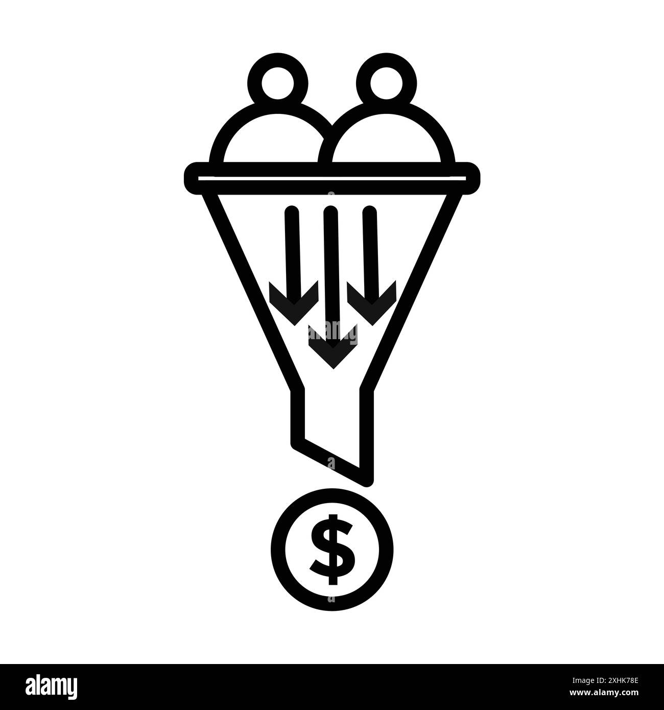 Icona dell'imbuto di vendita Vector grafico in nero e bianco con il simbolo della collezione del set di contorni Illustrazione Vettoriale