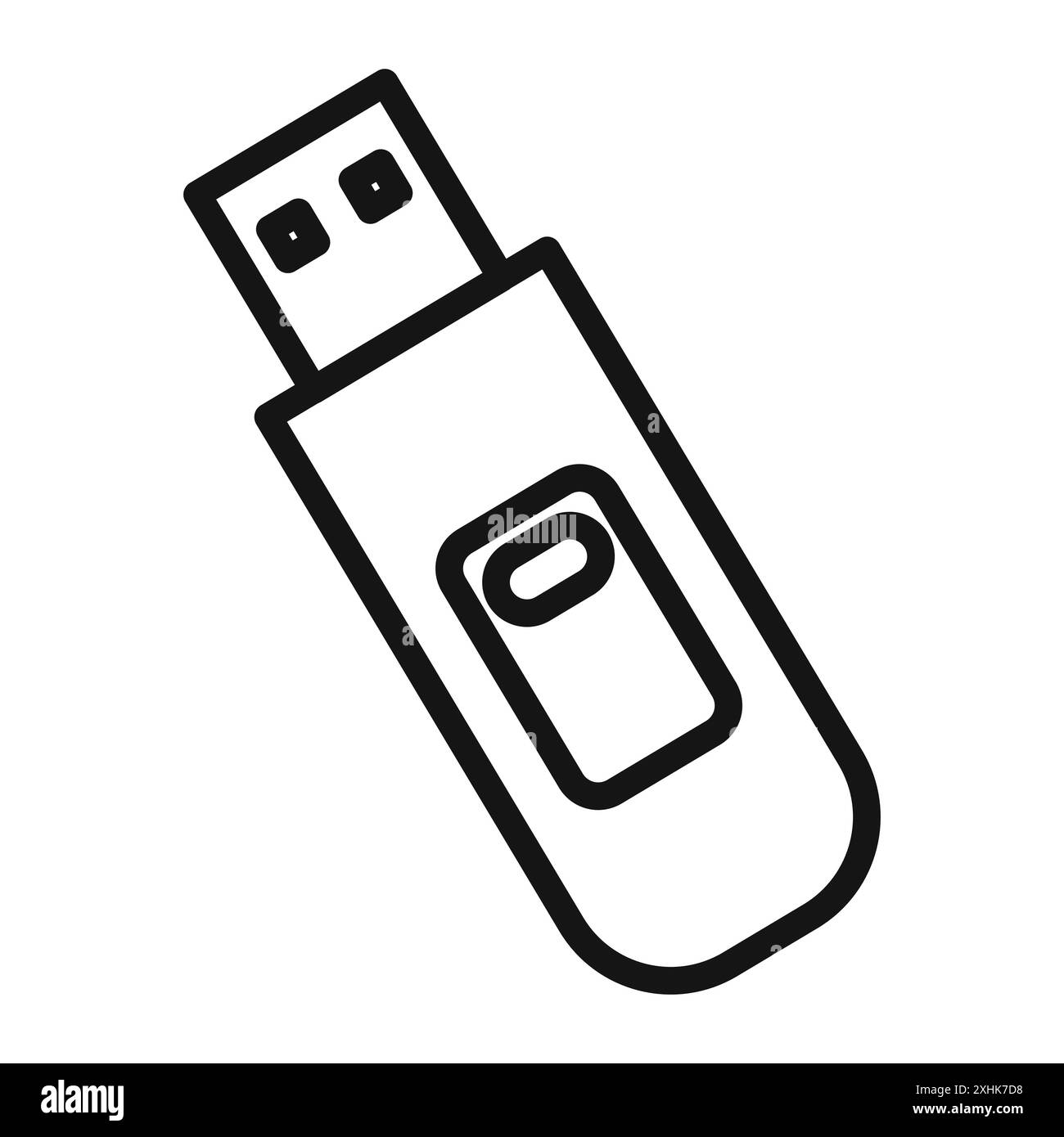 Icona pendrive USB Black line art Vector in bianco e nero, insegna di raccolta del set di contorni Illustrazione Vettoriale