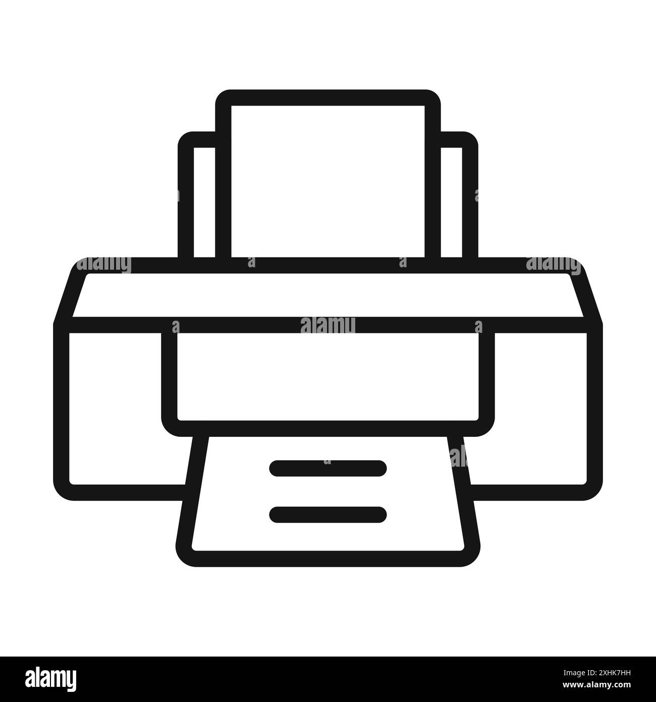 Icona di stampa grafica con linee nere in bianco e nero, segno di raccolta del set di contorni Illustrazione Vettoriale