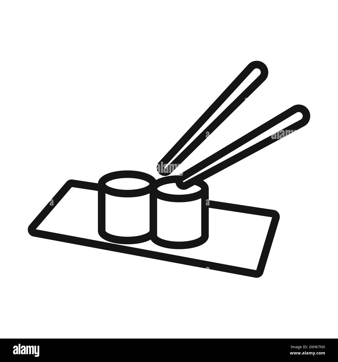 Icona del sushi Black line art Vector in bianco e nero con il simbolo della collezione Illustrazione Vettoriale