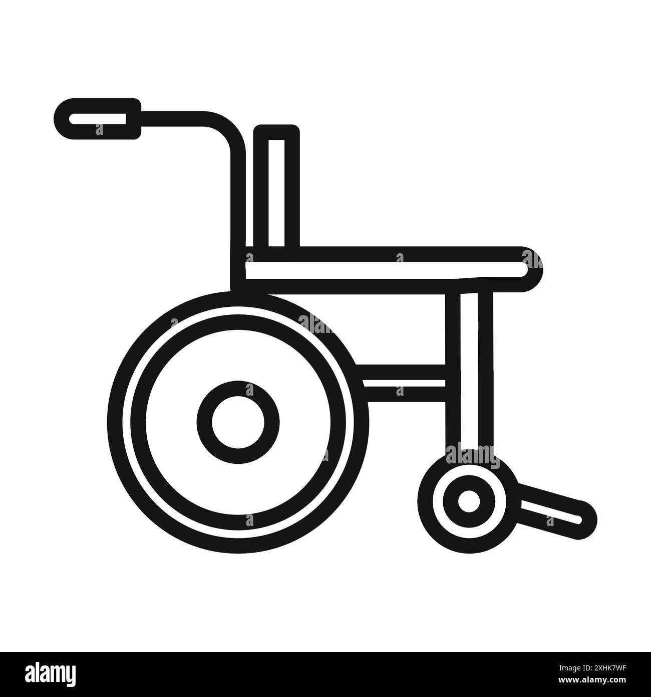 Icona sedia a rotelle Black line art Vector in bianco e nero con il simbolo della collezione Illustrazione Vettoriale