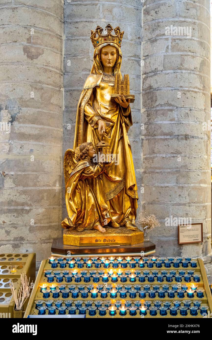 Belgio, Bruxelles, la cattedrale gotica dei Santi-Michel-et-Gudule Foto Stock