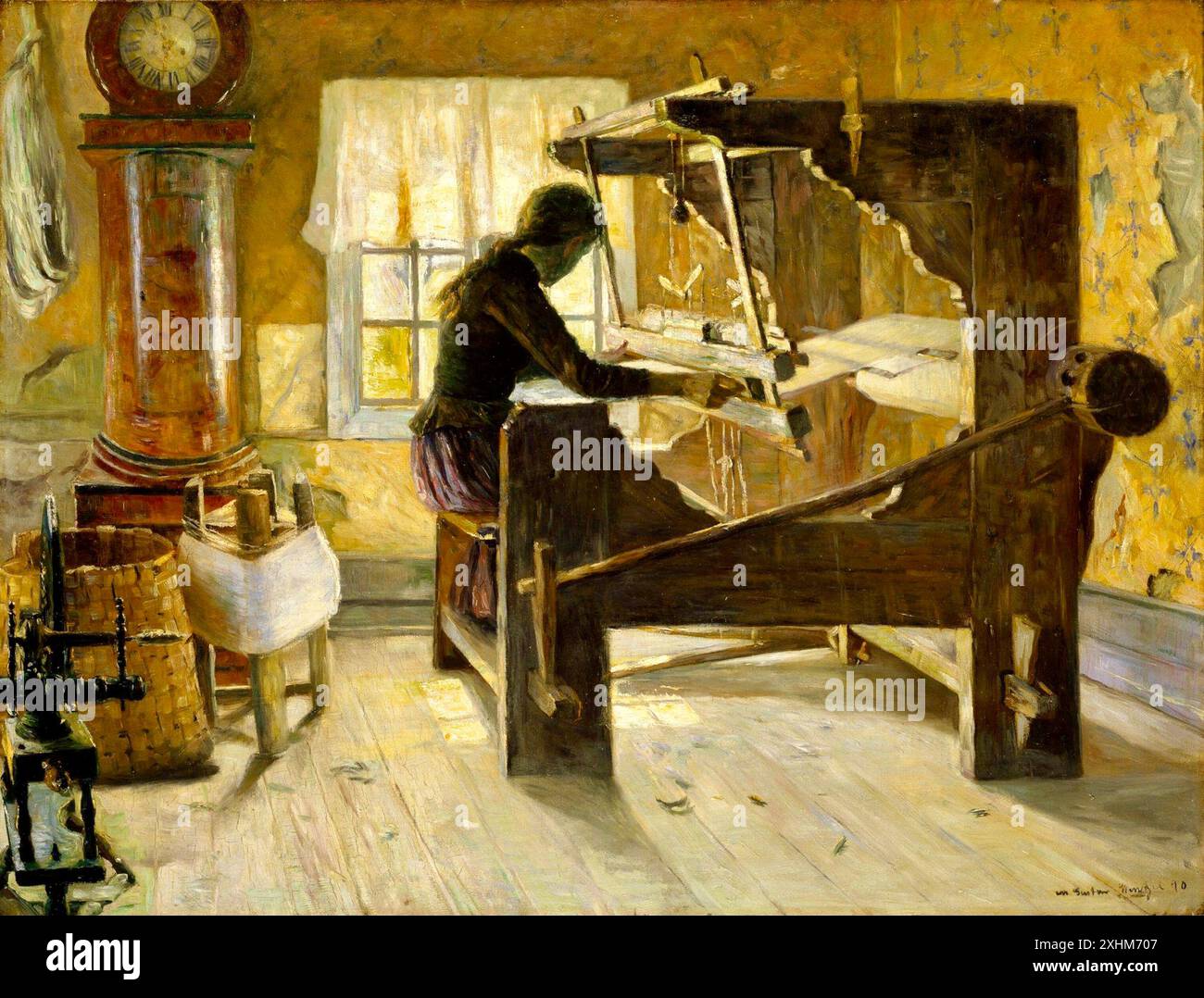 Gustav Wentzel (pittore norvegese) - At the Loom - 1890 Foto Stock