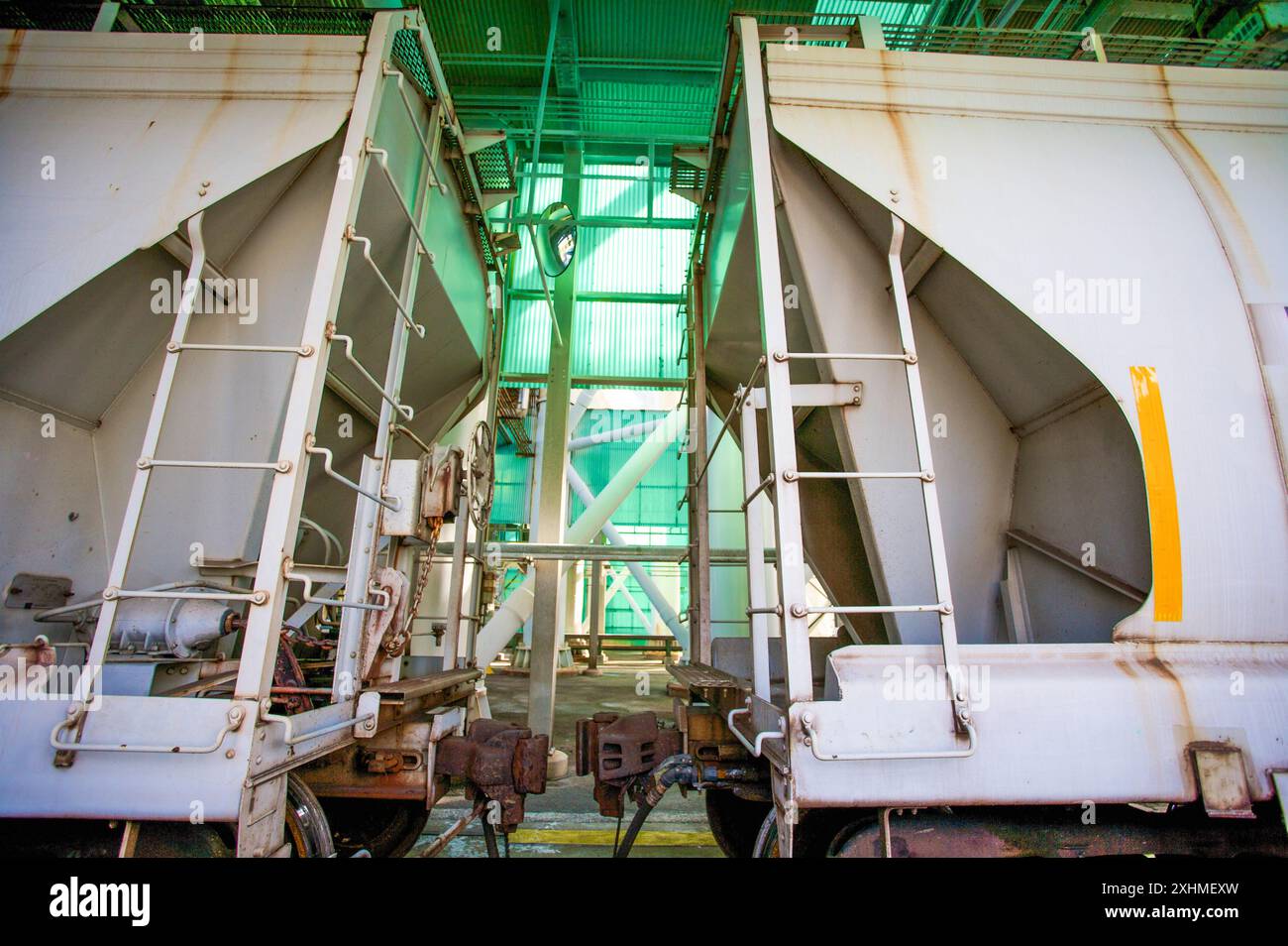 Vagoni ferroviari carichi di prodotti Foto Stock