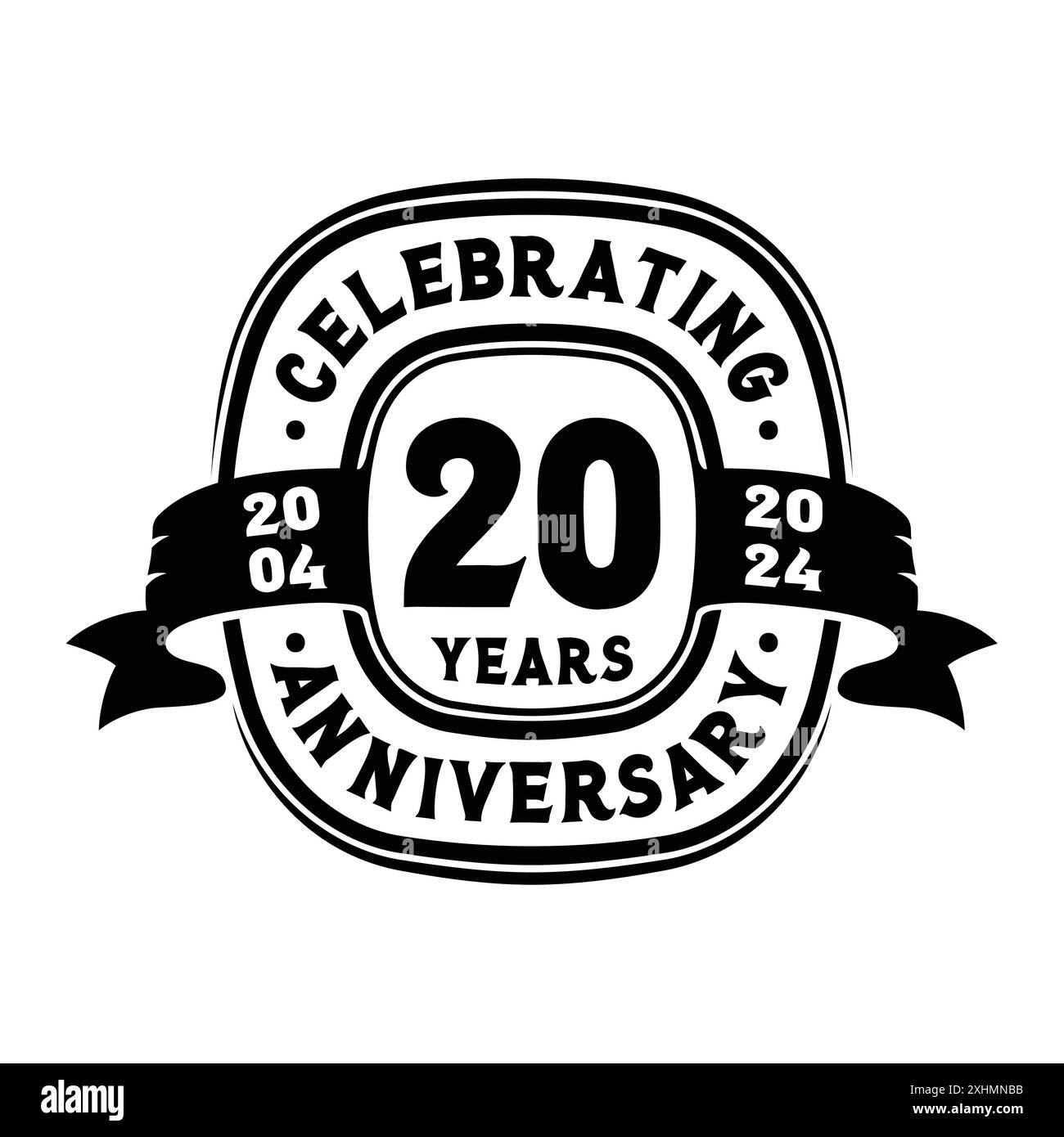 Modello di disegno del logo per la celebrazione del 20° anniversario. Vettore e illustrazione per il 20° anniversario. Illustrazione Vettoriale