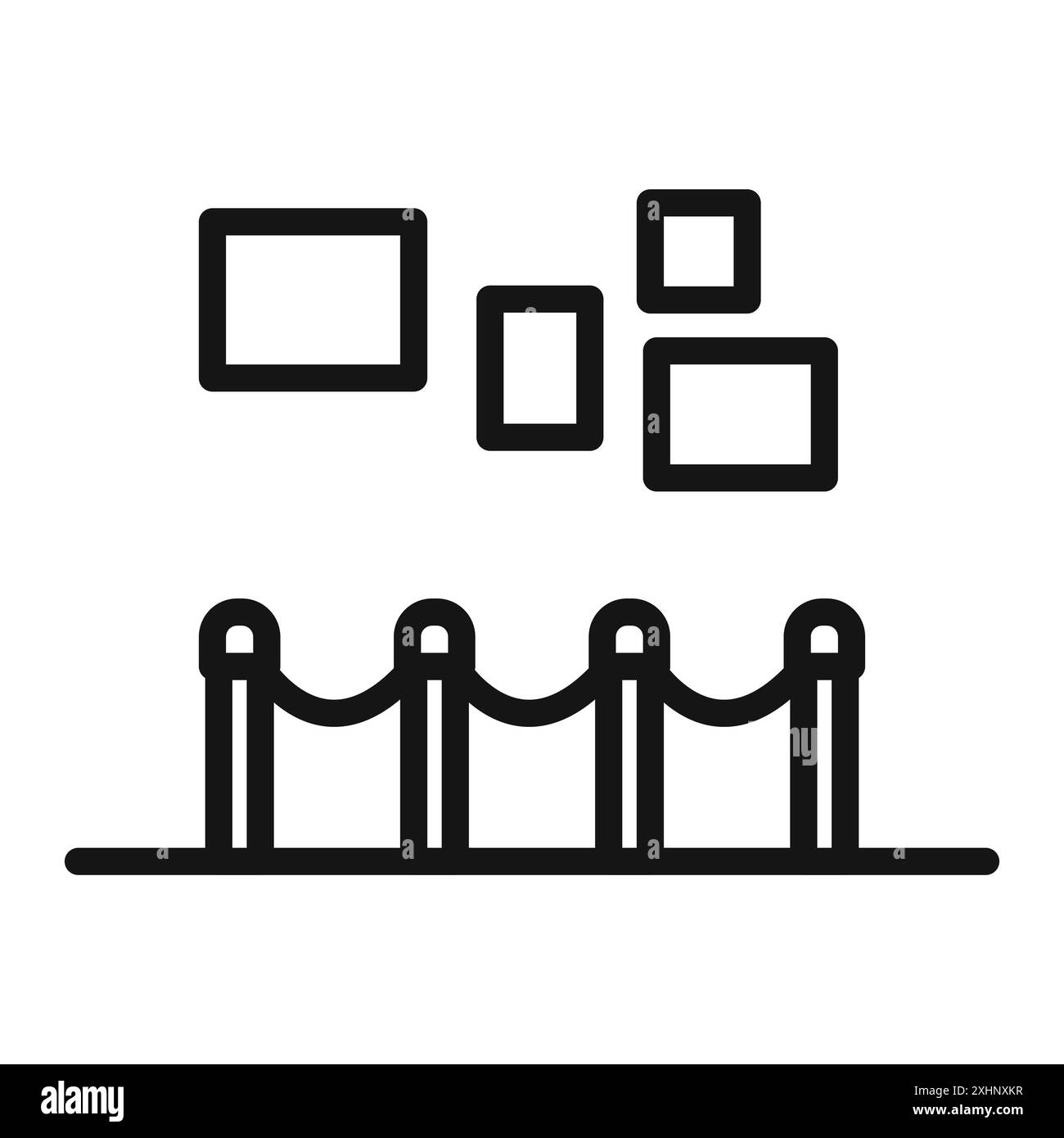 Icona della mostra Black line art vettoriale in bianco e nero contorno set segno di collezione Illustrazione Vettoriale