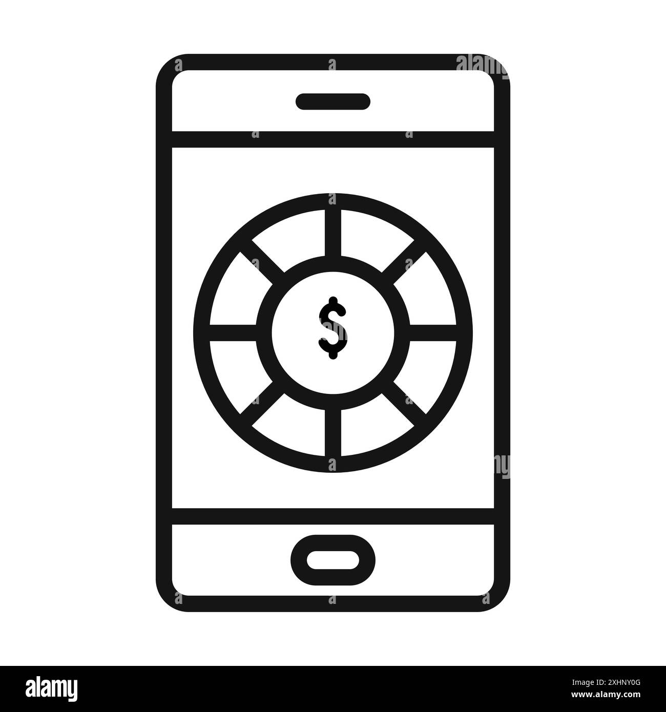Icona del casinò mobile Vector Black line art in bianco e nero con il simbolo della collezione del set di contorni Illustrazione Vettoriale