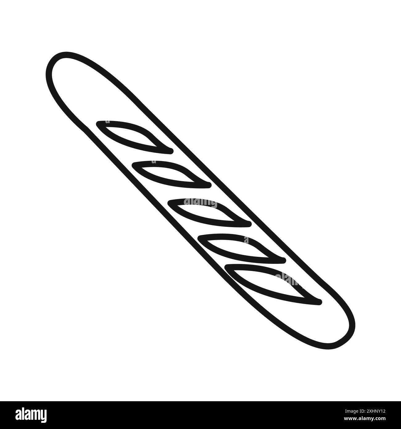 Icona del pane francese Black line art vettoriale in bianco e nero contorno set segno di collezione Illustrazione Vettoriale
