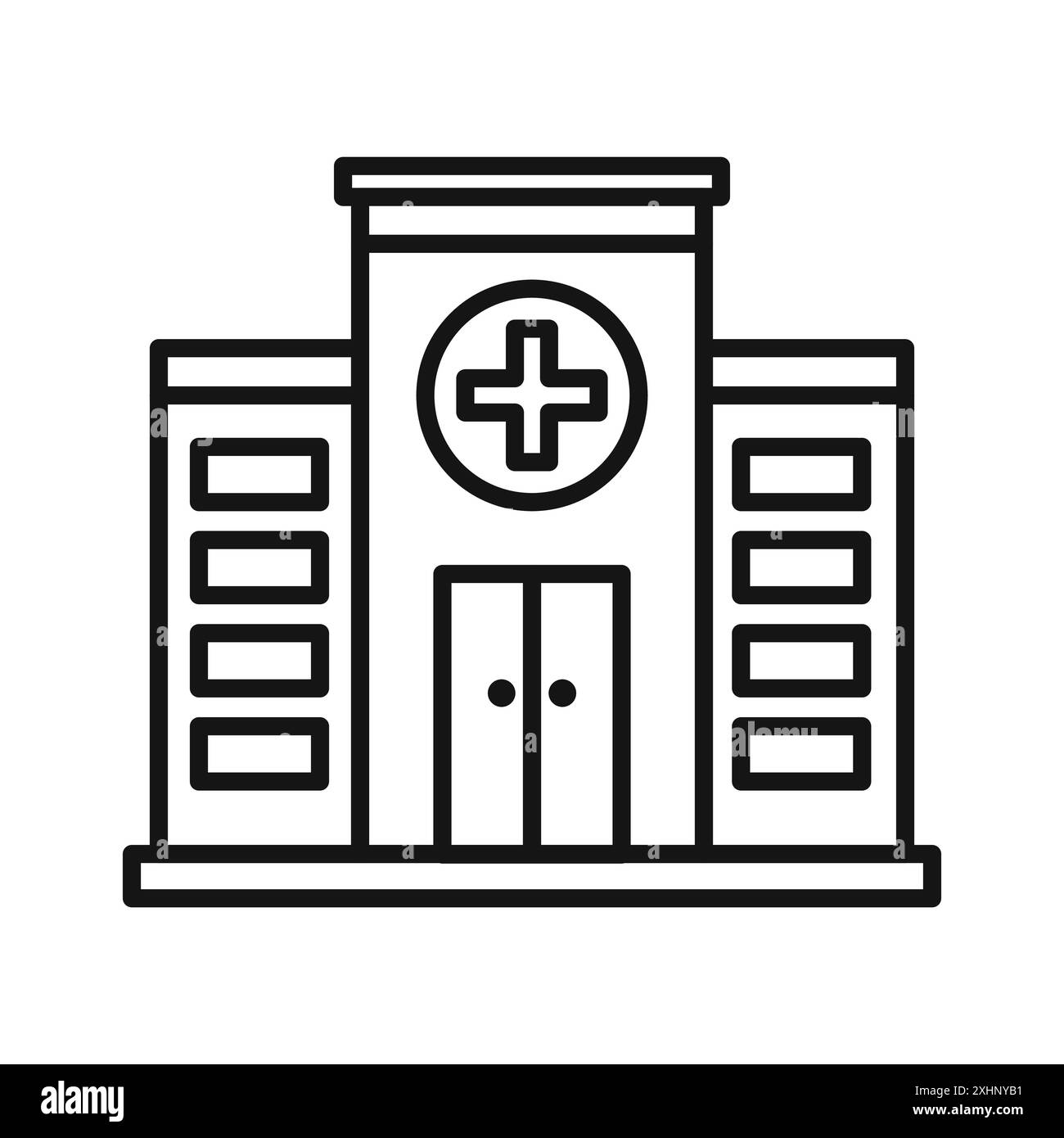 Icona ospedale Vector Black line art in bianco e nero contorno set segno di raccolta Illustrazione Vettoriale